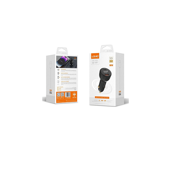 فندکی 100 وات فست شارژ دو خروج تایپ C و USB الدینیو با کابل تایپ سی مدل 101