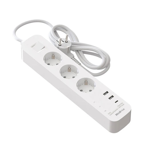 چهار راهی برق هادرون دارای پورت USB و PD مجهز به شارژر 30 وات دارای کابل  1/8 متر مدل P343