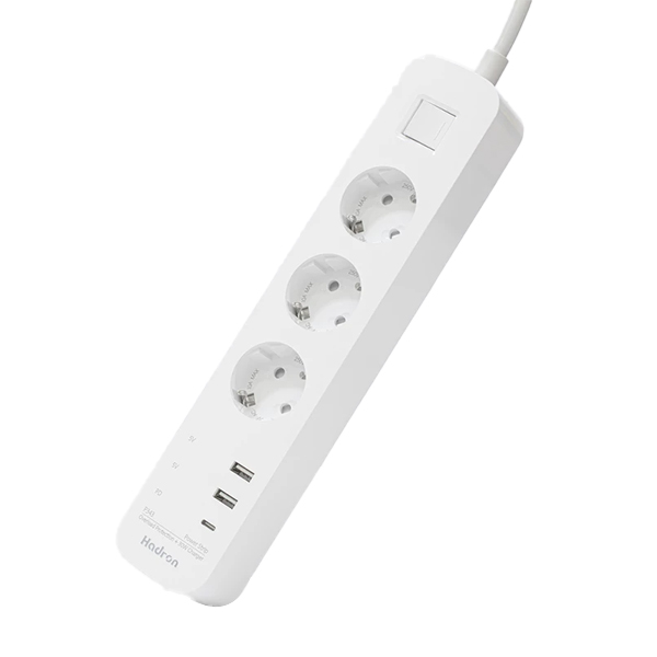 چهار راهی برق هادرون دارای پورت USB و PD مجهز به شارژر 30 وات دارای کابل  1/8 متر مدل P343