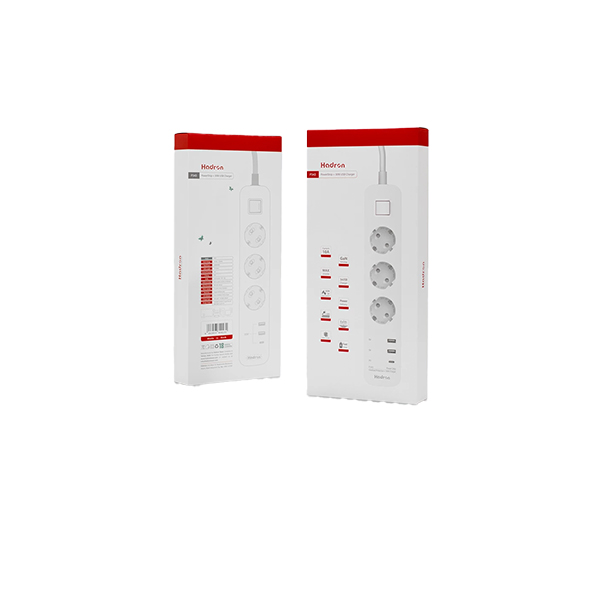 چهار راهی برق هادرون دارای پورت USB و PD مجهز به شارژر 30 وات دارای کابل  1/8 متر مدل P343